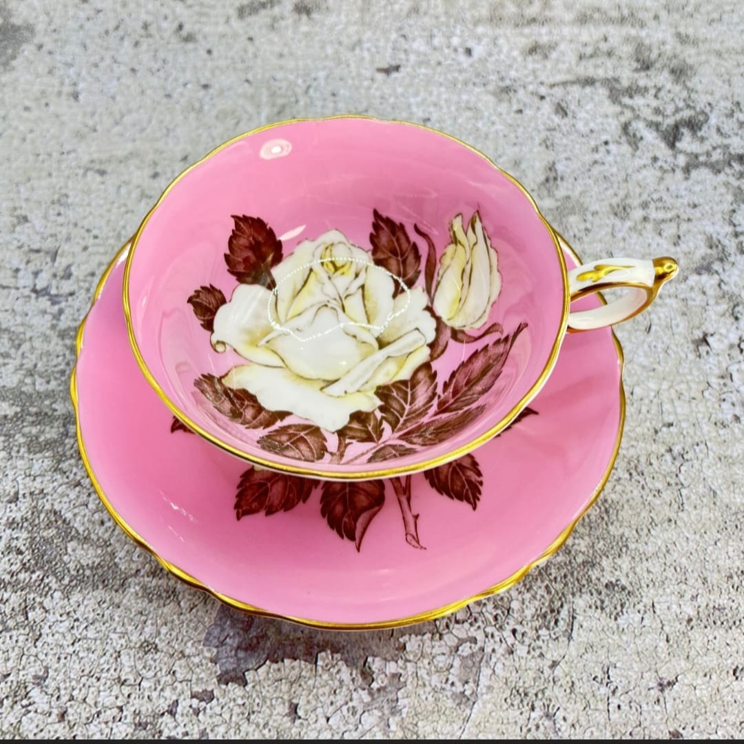 Floral pink tea cup